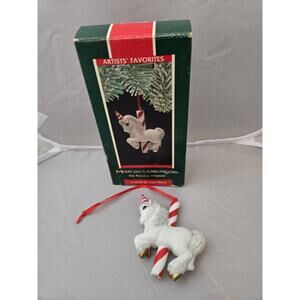 1989 HALLMARK MERRY-GO-ROUND UNICORN ORNAMENT PORCELAIN